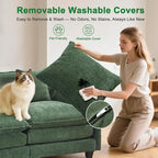 Cloud Chenille Sectional Sofa with 2 Ottoman｜Modular Couch｜FSC Solid Wood Frame｜29.1" Deep Seat｜Easy Assembly & 1YR Guarantee (Green, 77 Inch（U）)