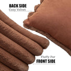 Neelvin Brown Faux Fur Cozy Soft Stripe Decorative Throw Pillow Covers 12x20 inch Set of 2,Velvet Pillowcase Cushion Case for Sofa Couch
