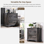 T4TREAM 2 Drawer File Cabinet-30 Wide Wooden Extended Desktop, Farmhouse Filing Cabinet with Smooth Rails, Holds Letter/Legal/A4, Hexagonal Design & Framed Drawer Fronts, Dark Rustic Oak