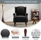 UIXE Faux Leather High Back Accent Chairs Set of 2, Upholstered Armchair for Living Room, Retro Wingback Arm Chair Nailhead Trim Single Sofa Bedroom Reading Seat with Solid Wood Legs - Black