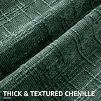 decorUhome Christmas Green Chenille Throw Pillow Covers 16x16 Set of 2 Thick Textured Slubby Couch Pillow Covers Farmhouse Accent Modern Neutral Decorative Pillow Cases for Bed Sofa Living Room