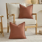 FUTEI Rust Chenille Throw Pillow Covers 20x20 Inch Set of 2,Edges Double-Stitched Cushion Cases,Modern Home Decor for Couch Living Room