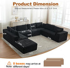Modular Sectional Cloud Couch for Living Room,Modern Boneless Couche Set with Plush Corduroy,Comfy Floor Sofa with Memory Foam,Stupendous U Shaped Sofa with Chaise,No Assembly Required,Black