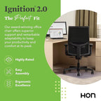 HON Ignition 2.0 Mid Back Task Chair, Spectrum Mesh, Standard Synchro-Tilt Control, Office Chair with Lumbar Support, Height and Width Adjustable Arms, Black Frame, Leaf