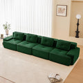 150.4” Green Boneless Couches for Living Room, Modular Sectional Sofa, 4 Seater Comfy Upholstered Deep Seat Corduroy Fabric Cloud Couch No Assembly, Anti-Slip Design
