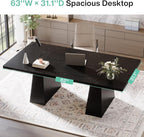 Tribesigns 63-Inch Executive Desk, Large Office Computer Desk with Double Pedestal, Modern Simple Workstations Writing Table Conference Table Business Furniture for Home Office, Black