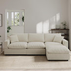 Modular Cloud Sectional Couches for Living Room,L Shaped Filled-Down Sofas,95.4" Detachable Couch Cushion Covers,Cozy Sofa for Apartment Beige
