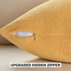 FUTEI Mustard Yellow Chenille Throw Pillow Covers 12x20 Inch Set of 2,Soft Striped & Diamond Textured Lumbar Pillow Cases,Modern Home Decor for Couch Living Room