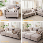 135'' Modular Sectional Sofa with Storage Seat,Oversized L Shaped Couch,6 Seater Couches for Living Room,Bedroom,Velet,Khaki