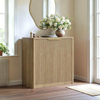Evermagin 31.5" Oak Buffet Cabinet with Storage, Small Sideboard Cabinet, Boho Accent Credenza, Fluted Console Table with Doors for Dining Room, Kitchen, and Living Room