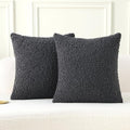 FUTEI Charcoal Throw Pillow Covers 24x24 Inch Set of 2,Furry Faux Fur Teddy Boucle Textured Cushion Covers,Soft Fluffy European Pillow Shams,Home Decor for Couch Bed Living Room Office Car