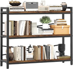 3 Tier Bookshelf 39.37" Width, Dorm Desk Hutch, Desk Shelf, Long Industrial Bookcase, Wooden Large Book Shelf for School Home Living Room Bedroom Office Storage(Vintage)