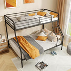 Giantex Metal Bunk Beds Twin Over Full Size, Heavy Duty Bunk Bed for Teens Adults with Ladder & Guardrails, Space Saving Metal Bunk Bed for Dorm, Bedroom, Apartment, No Box Spring Needed (Black)