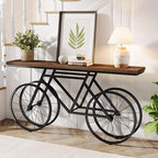 Tribesigns 70.9-Inch Extra Long Console Table, Narrow Sofa Table with Bicycle Metal Base, Modern Industrial Entryway Table Behind Couch Table for Living Room, Hallway, Entrance, Foyer, Rustic Brown