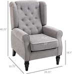 HOMCOM Mid-Century Modern Accent Chair, High Wingback Reading Chair, Button-Tufted Upholstered Fabric Armchair with Retro Wood Legs for Apartment, Living Room, Bedroom, Gray
