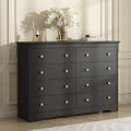 Black Dresser for Bedroom, 8 Drawer Dresser with Large Drawers, 55 Inch Wide Wood Chest for Living Room, Hallway