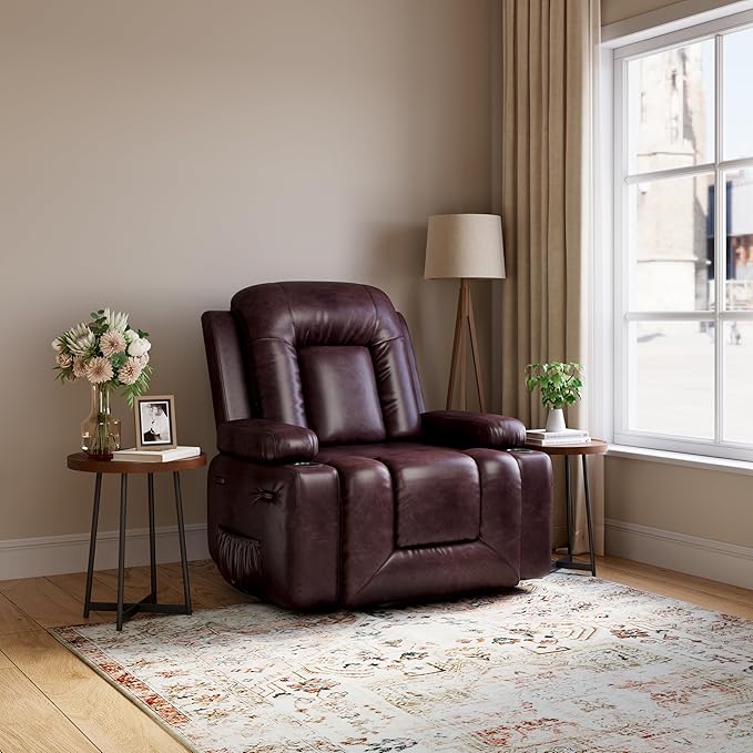 GarveeHome Power Lift Recliner Chair - Heat and Massage, Adjustable Back and Legs, PU Leather Electric Lift Chair Designed for The Elderly and People with Mobility impaired