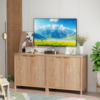Sideboard Buffet Cabinet Set of 3, 31" Storage Cabinet with 2 Doors and Adjustable Shelves, Sideboard Console for Dinning Room, Kitchen and Living Room - Oak