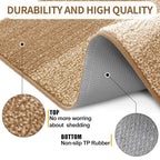 Kitinjoy Indoor Outdoor Door Mat, 59x36 Non-Slip Absorbent Dirt Trapper, Low-Profile Washable Inside Entrance Front Floor Mat, Sturdy Soft Entry Doormats for Entryway, Camel