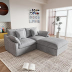 JACH Sectional Couches for Living Room, Cloud Sectional Couch with Deep Seat, Love Seat Modular Sofa with Chaise, Covers Removeable & Washable, Sofas Furniture for Living Room, Light Grey