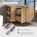 Bathroom Vanity, Natural Color Wall-Mounted Bathroom Vanity with Hidden Drawer (Nature Without Sink, 36")