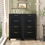 Modern Solid Wood Chest of Drawers, Multifunctional Large-Capacity Storage Drawer Cabinet, Dresser Organizer with Metal Handle, for Hallway, Entryway, Black X2