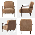 Glitzhome Accent Chair Set of 2, Mid-Century Modern Living Room Chairs with Extra-Cushioned Fabric & Walnut Rubber Wood Frame, Comfy Armhairs for Living Room/Bedroom/Reading Room/Office