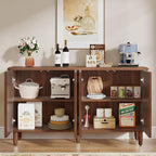 Tribesigns Buffet Cabinet Sideboard with Storage, Modern Storage Cabinet Sideboard Buffet Table with Doors for Living Room Kitchen Dining Room (Brown)