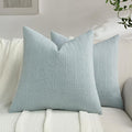 FUTEI Dusty Blue Chenille Throw Pillow Covers 22x22 Inch Set of 2,Soft Striped & Diamond Textured Cushion Cases,Modern Home Decor for Couch Living Room