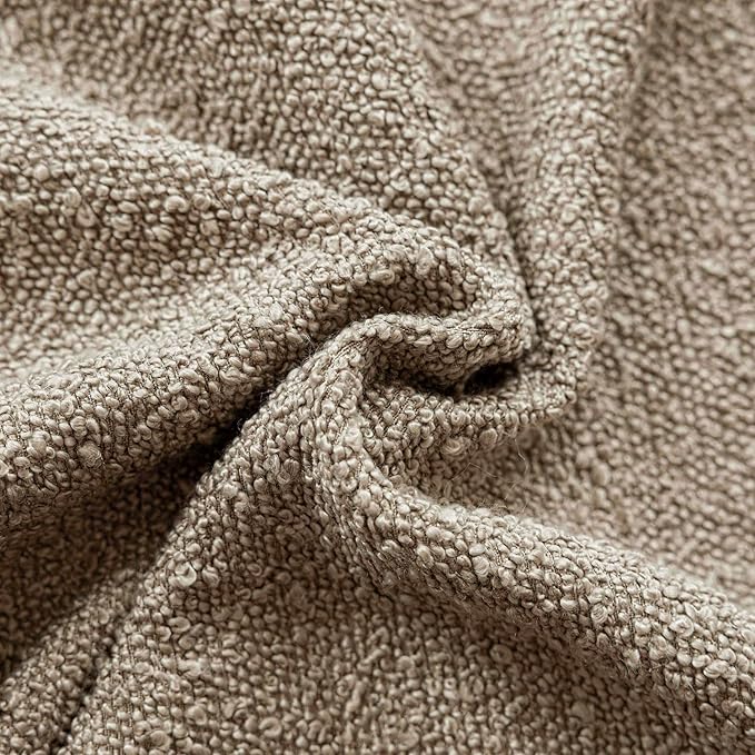 Foindtower Pack of 2 Textured Boucle Throw Pillow Covers Neutral Accent Solid Decorative Pillow Cases Cozy Woven Couch Cushion Case for Sofa Bedroom Living Room Home Decor 20x20 Inch Light Khaki Tan