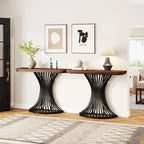 Tribesigns Console Table, Industrial Entryway Table with Geometric Metal Base, 39-Inch Small Sofa Accent Table for Entrance, Living Room, Hallway, Rustic Brown (Rustic Brown)