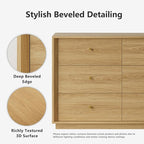 Mid Century Modern Dresser, 6 Drawer Dresser with Storage, 47" Wide Chest of Drawers with Wood Grain Texture, Drawers Organizer for Bedroom, Living Room, Hallway, Gold Oak