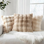 MIULEE Faux Fur Pillow Covers Thick Soft Plush Lumbar Throw Pillows Luxury Home Decor for Couch Bed Bedroom Living Room Sofa,12x20 Inch Pack of 2 Khaki
