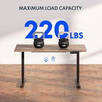FLEXISPOT E6 3 Stages Dual Motor Electric Standing Desk 55x28 Inch Whole-Piece Board Height Adjustable Electric Sit Stand Desk(Black Frame + Brown Wood Grain Desktop, 2 Packages)