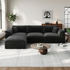 Cloud Modular Couch for Living Room,L Shape Linen Blend Sofas,Modern Deep Seat Cloud Sofas,Convertible Comfort Down Filled Sectional Couches,Removable Washable Cushion Covers,Black