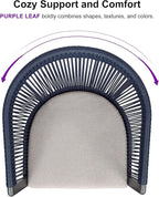 PURPLE LEAF Outdoor Dining Set for 10 All-Weather 12 Pieces Patio Aluminium Dining Large Table and Rope Weave Chairs Included Cushions for Backyard Indoor Modern Patio Furniture Set Gray and Navy