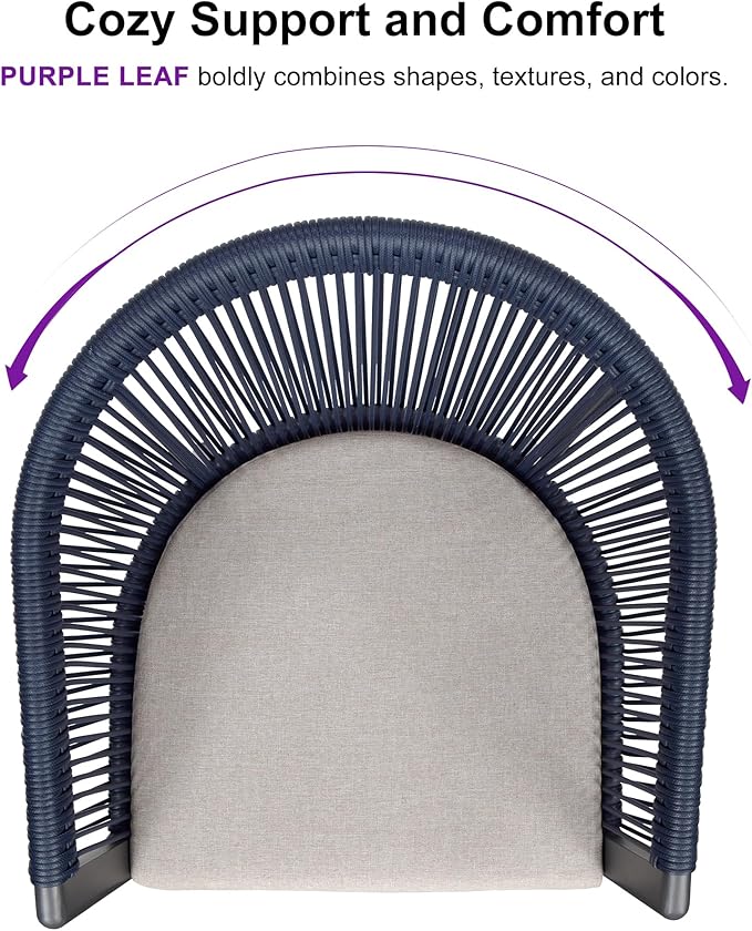 PURPLE LEAF Patio Dining Set for 10 All-Weather Wicker 11 Piece Aluminium Outdoor Table and Chairs Set Included Cushions for Backyard Indoor Decor Kitchen Modern Outdoor Furniture Set Grey and Navy