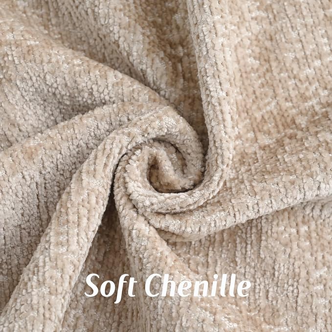 FUTEI Oatmeal Chenille Throw Pillow Covers 12x20 Inch Set of 2,Soft Cozy Bound Edge Design Lumbar Pillow Cases,Home Decor for Couch Bed Living Room