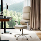 EUREKA ERGONOMIC Remi High Back Office Chair, PU Leather Office Chair with Wheels, Leather Desk Chair, Executive Office Chair Comfy for Home & Office, Beige