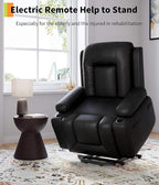 GarveeHome Oversized Wide Power Lift Recliner Chair - Heat and Massage, Adjustable Back and Legs, PU Leather Electric Lift Chair Designed for The Elderly and People with Mobility impaired