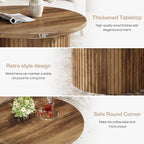 Tribesigns 31.5" Round Coffee Table, Farmhouse Circle Center Table with Sturdy Metal Base, Modern Accent Sofa Side Table for Living Room, Wooden Grain Veneer Top