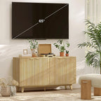 HOMCOM Fluted Sideboard Buffet Cabinet, 55" Modern Accent Console Cabinet with 4 Doors, 2 Adjustable Shelves and 5 Wood Legs, Oak