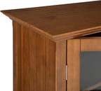 SIMPLIHOME Acadian Storage Cabinet - 39 inch Wide Solid Wood 4-Shelf Display Cabinet in Light Golden Brown, Transitional Cupboard for Living Room or Dining Room with Glass Doors and Adjustable Shelves