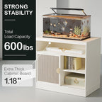 Modern Wood Accent Cabinet with Sliding Door, Adjustable Open Shelves & Gold Handle Storage Cabinet for Home Office, 31W*20D*29H, White Rattan