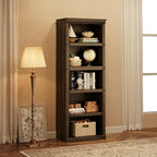 IDEALHOUSE 5 Tier Bookcase, Farmhouse Book Shelf with Storage, Tall Book Case Wooden 5 Shelf Bookcase for Home Office, Living Room, Bed Room(Oak, 67.4" H x 24.6" W x 12.8" D)
