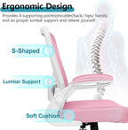 FelixKing Office Chair, Ergonomic Desk Chair Breathable Mesh Chairs Adjustable High Back Lumbar Support Flip-up Armrests, Executive Rolling Swivel Comfy Computer Chairs Home Office Pink