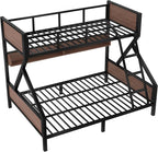 Bellemave Twin XL Over Queen Bunk Bed with Storage Shelf and RGB LED Lights, Adults Bunk Bed with Angle Padded Ladder, Heavy Duty Bunk Beds with Noise-Reducing Rubber Stoppers, Black
