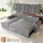 Ucloveria Sleeper Sofa Bed, 86" Convertible Sectional Sofa Couches for Living Room, Pull Out Couch Bed with Reversible Storage Chaise | USB Ports | Side Pockets | Removable Backrest