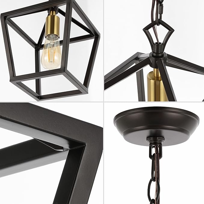 JONATHAN Y JYL7618C Pagoda 8" 1-Light Vintage Farmhouse Iron Chain Pagoda LED Pendant Minimalist, Rustic, Industrial, Classic, Living Room, Dining Room, Bedroom, Foyer, Oil Rubbed Bronze/Brass Gold
