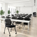 30 Pack Stackable Conference Room Chairs with Paddle Folding Office Chair Foldable Desk Chair Mesh Back and Arms for Conference Meeting Guest Reception Home Office Training Room Chair Black